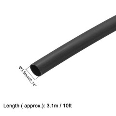 Heat Shrink Tubing 3.5mm Dia 2:1 Heat Shrink Tube Wrap Cable Sleeve 3.1m Black