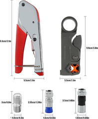 Coaxial Compression Tool Kit Coax Cable Crimper Wire Stripper with F RG6 RG59 Co