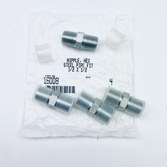4-PACK, 1/2″ X 1/2″ NPT TRHEADED, HEX NIPPLE, STEEL PIPE FITTING