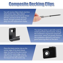 Hidden Deck Fasteners For Composite Decking Clips Screws Star Bit Secure 100PC