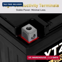 YTZ14S 12V 11.2Ah AGM Sealed Motorcycle Battery, Maintenance-Free, Compatible wi