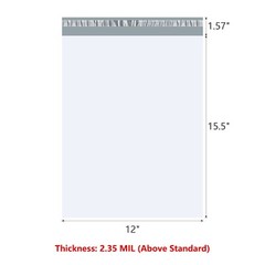 KSK Packaging 12″ x 15.5″ Plain Poly Mailers Shipping Envelopes 2.35MIL