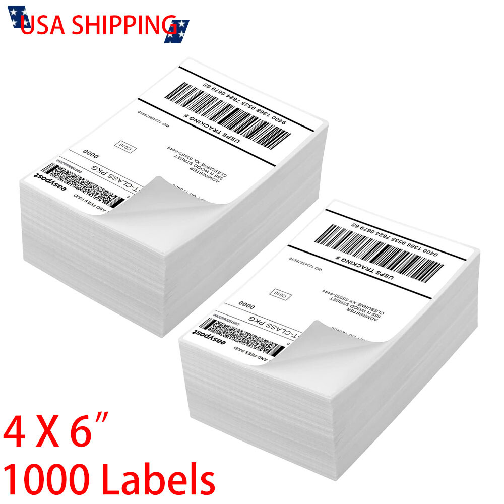 1000 Fanfold 4″ x 6″ Direct Thermal Labels Shipping Labels For Zebra & Rollo USA