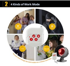 Wireless Loud Alarm Siren Burglar Horn Home Alarm System with Motion Detector