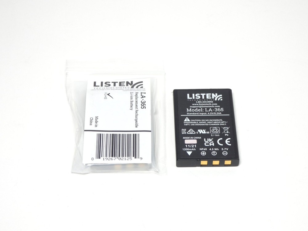 Listen Technologies LA-365 Replacement Rechargeable Li-ion Battery 3.7V 1200m…