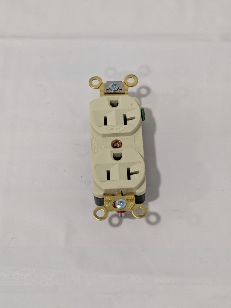 Hubbell Straight Blade Duplex Receptacle: NEMA 5-20R, 20 Amps HBL5352I