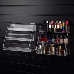 2 Pack 3 Tier Acrylic Slatwall Display Shelves Wall Mounted Hanging Storage T…