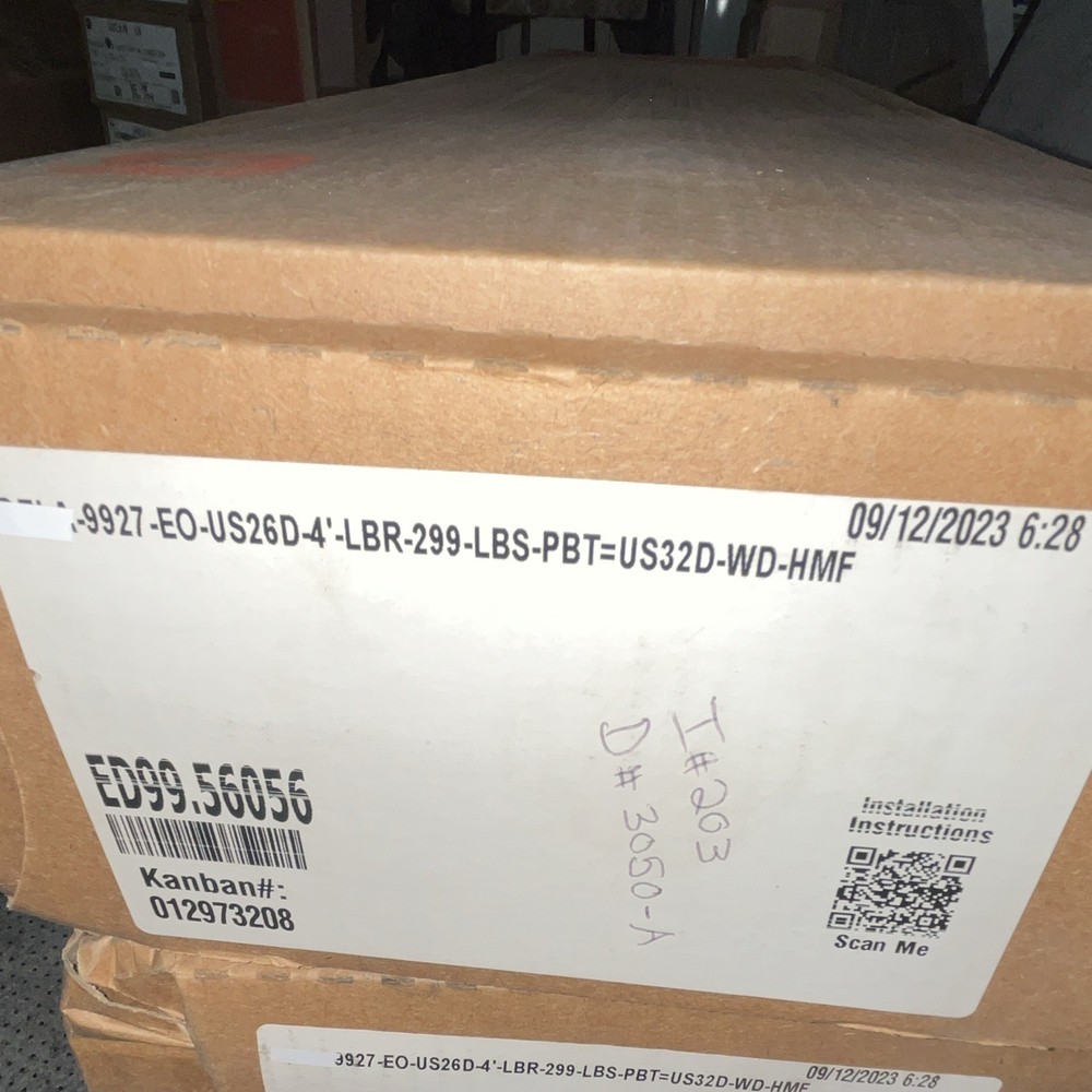 Von Duprin 99EO Panic Lock Exit Device, US26D Satin Silver, 4′ LBR 299 LBS PBT