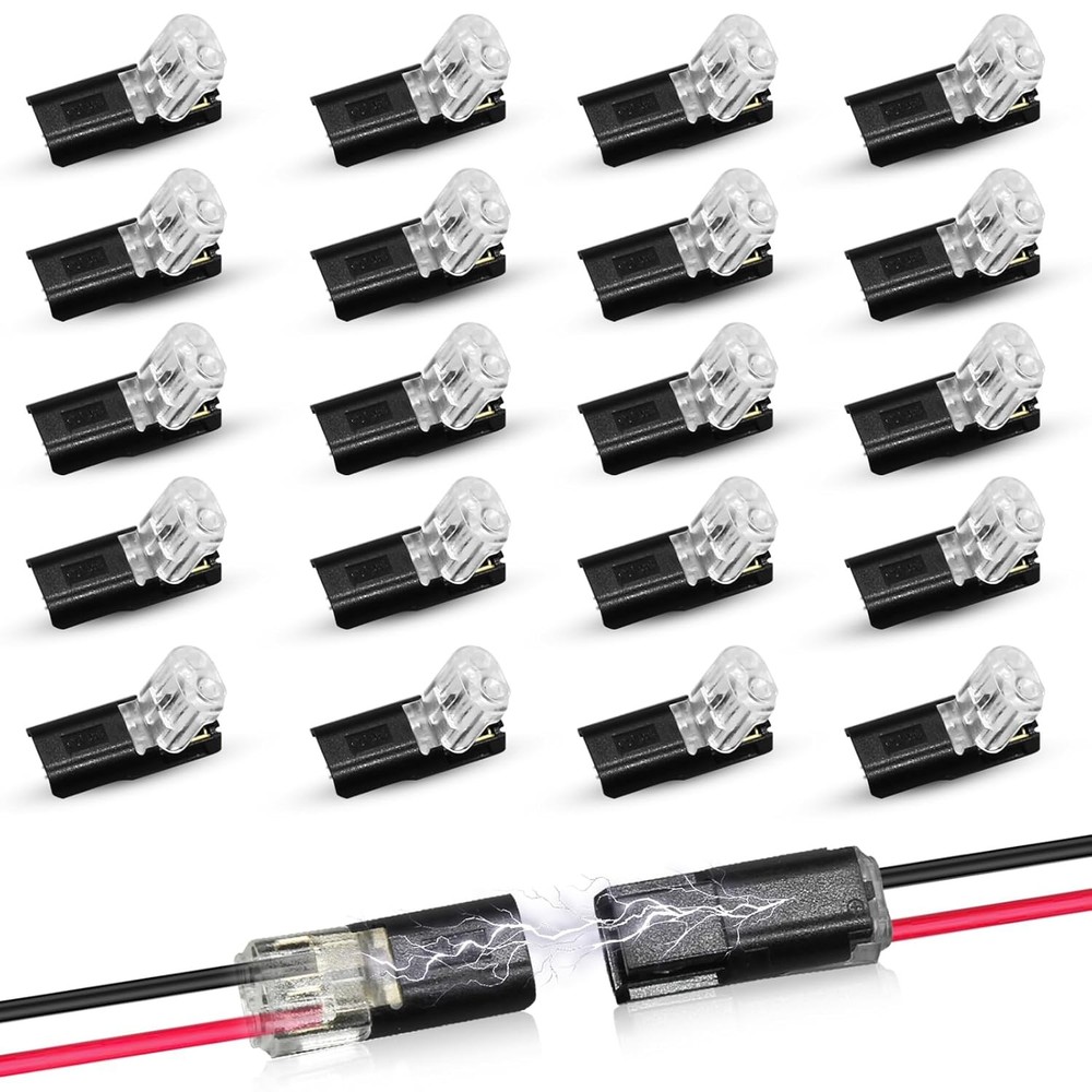 50 Pcs Double-Wire Plug-in Connector Led Light Strip Fast Connectorswith 2 Pin