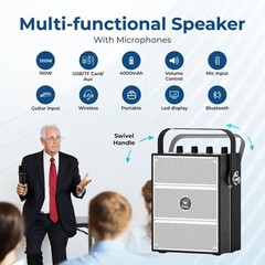 100W Portable Voice Amplifier with 2 Wireless Mics Pro Sound Big Sound Portabl