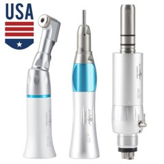 Dental Straight Latch Contra angle handpiece Air motor External Water Spray 2/4H