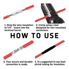 100Pcs 22-18 AWG Non Insulated Butt Connectors, Seamless Bare Copper Crimp Termi
