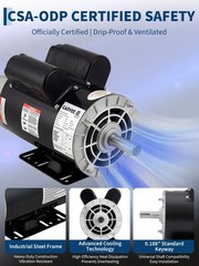 2/3/3.7/5 HP SPL Air Compressor Electric Motor W/5/8″ Keyed Dual CW/CCW Rotation