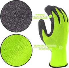 8 Pairs Crinkle Latex Rubber Work Gloves Hand Coated Safety Work Gloves – Green
