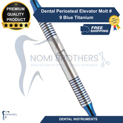 Dental Periosteal Elevator Molt # 9 Blue Titanium Coated Double Ended German