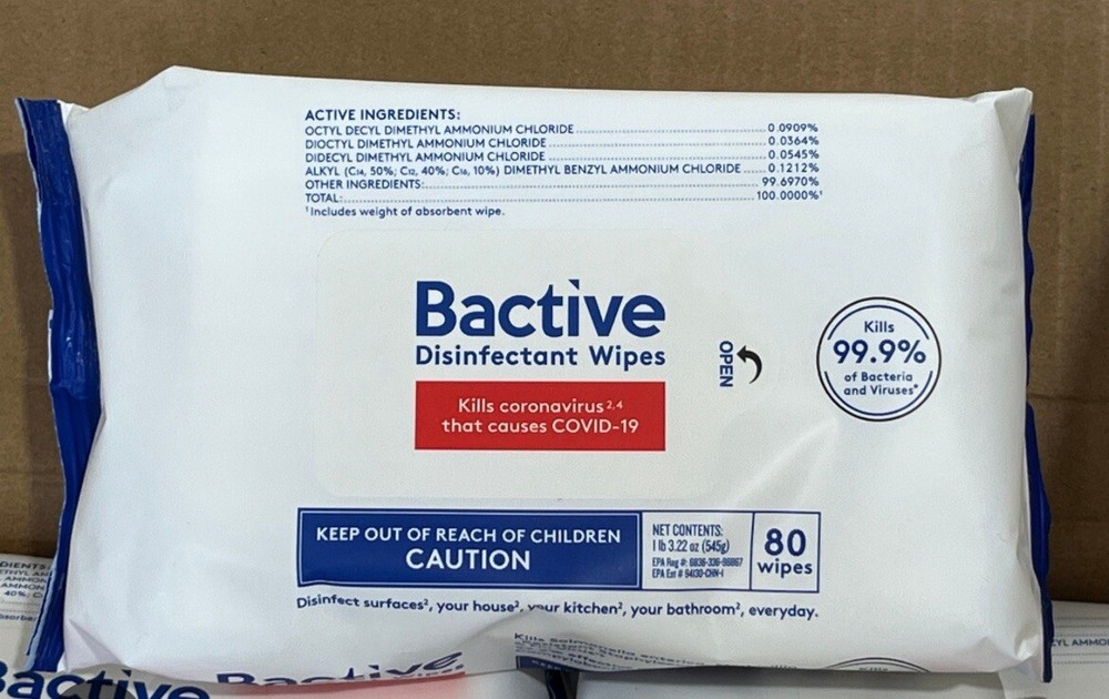 BACTIVE DISINFECTANT WIPES 1 PACK, Discount When You Buy More!