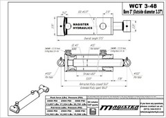Hydraulic Cylinder Welded Double Acting 3″ Bore 48″ Stroke Cross Tube 3×48 NEW