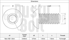 M2 x 4mm, Socket Button Head Screws, 10.9 Steel, Black