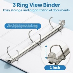 Moisture Resistant 1 Inch D Ring Binder with Pockets: 8.5×11 Paper Friendly