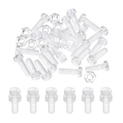 20 Set M5x15mm Clear Acrylic Phillips Round Head Screws with Hex Nuts Kit