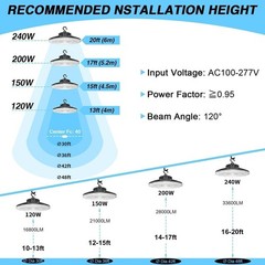 300W UFO Led High Bay Light Industrial Warehouse Lighting 45000LM Dimmable 5000K