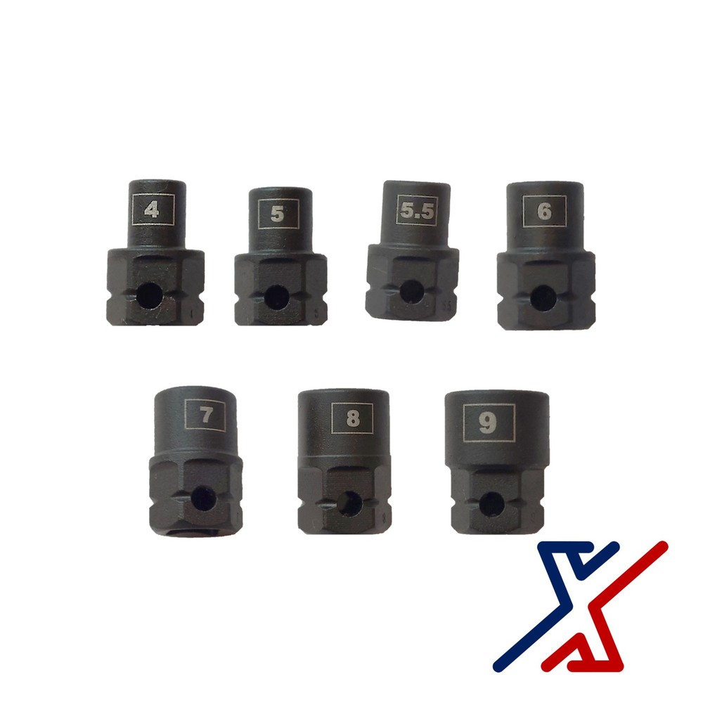 7 pc Nano Socket / Stuby Socket Set (4mm – 9mm) x 1/4″ Drive by X1 Tools