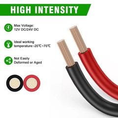 12 Gauge Wire 100FT, 2 Conductor Electrical Cable – Red and Black, Low Voltage
