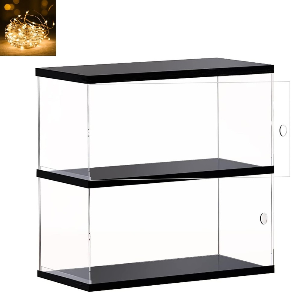 Clear Acrylic Display Case for Mini Funko Pop Figures with Light, 2 Layer Sto…