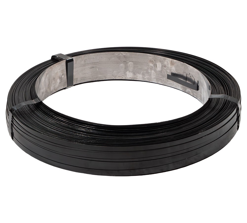 1/2″x0.020″x3080′ Black Steel Strapping Coil 1100 lbs BS for Packaging