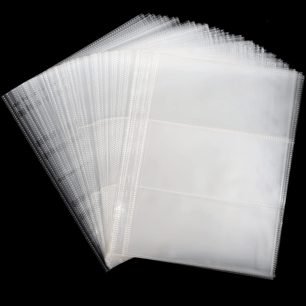 100 Sheets Currency Pages for Paper Money Collection 3 Pockets Currency Sleeve