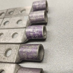 (10) Lug Ends 3/8″ X 1″ spacing 4/0 AWG STR CU Purple Die 15 54