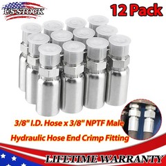 12-Pack 3/8″ Hose x 3/8″ NPTF Male Pipe Thread Hydraulic Hose End Crimp Fitting