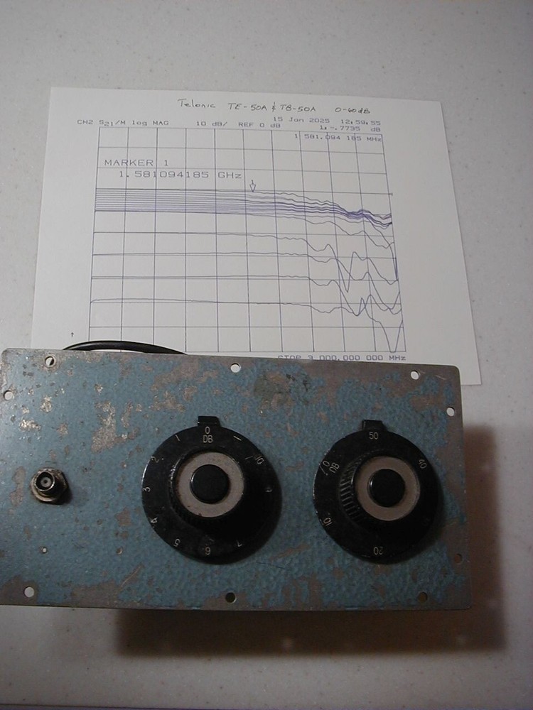 Telonic TE-50A/TB-50A 0-60 dB Max, DC-1.5 GHz UHF Step Attenuator TESTED READ