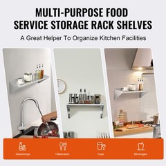 Uimoso 36″ x 12″ Stainless Steel Wall Mounted Shelf Kitchen Restaurant Shelving