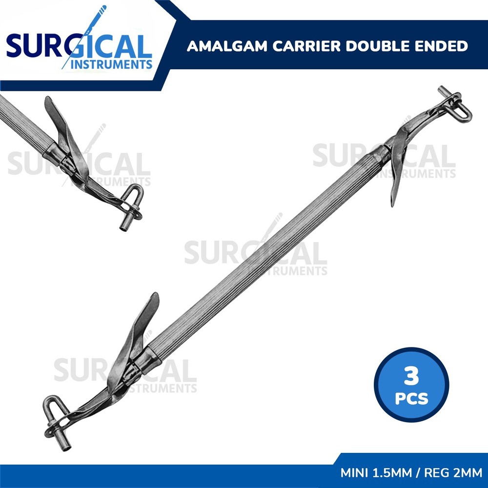 3 Pcs Amalgam Carrier Double Ended Mini 1.5mm / Regular 2mm German Grade