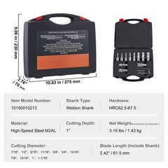 VEVOR Annular Cutter Set HSS Magnetic Drill Bits 13 PCS Weldon Shank 1″ Depth