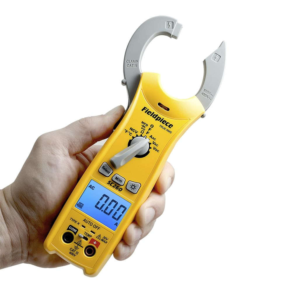 Compact HVACR Clamp Multimeter SC260 – True RMS Clamp Meter with Temperature, Ca