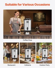 Insulated Beverage Dispenser, 2 Gal/7.6L Stainless Steel Thermal Drink Server wi