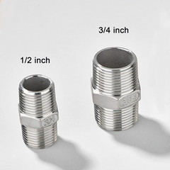 4 Pack 3/4″ NPT Stainless Steel Hex Nipple Pipe Fittings 304 MNPT Connectors