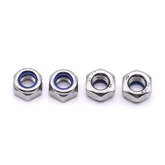 M5-0.8 (100 pcs) Nylon Insert Hex Lock Nuts 304 Stainless M5-0.8, Silver