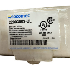 Socomec 22003002-UL Sirco M1 3X25A Load Break Switch **Free Shipping**