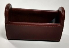 Desk Set 3 Piece ? FAUX LEATHER brown pen note pencil business card holders READ