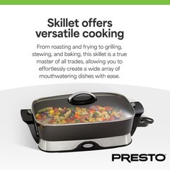 Presto Electric Foldaway Nonstick Skillet with Tempered Glass Lid, 16″, Black