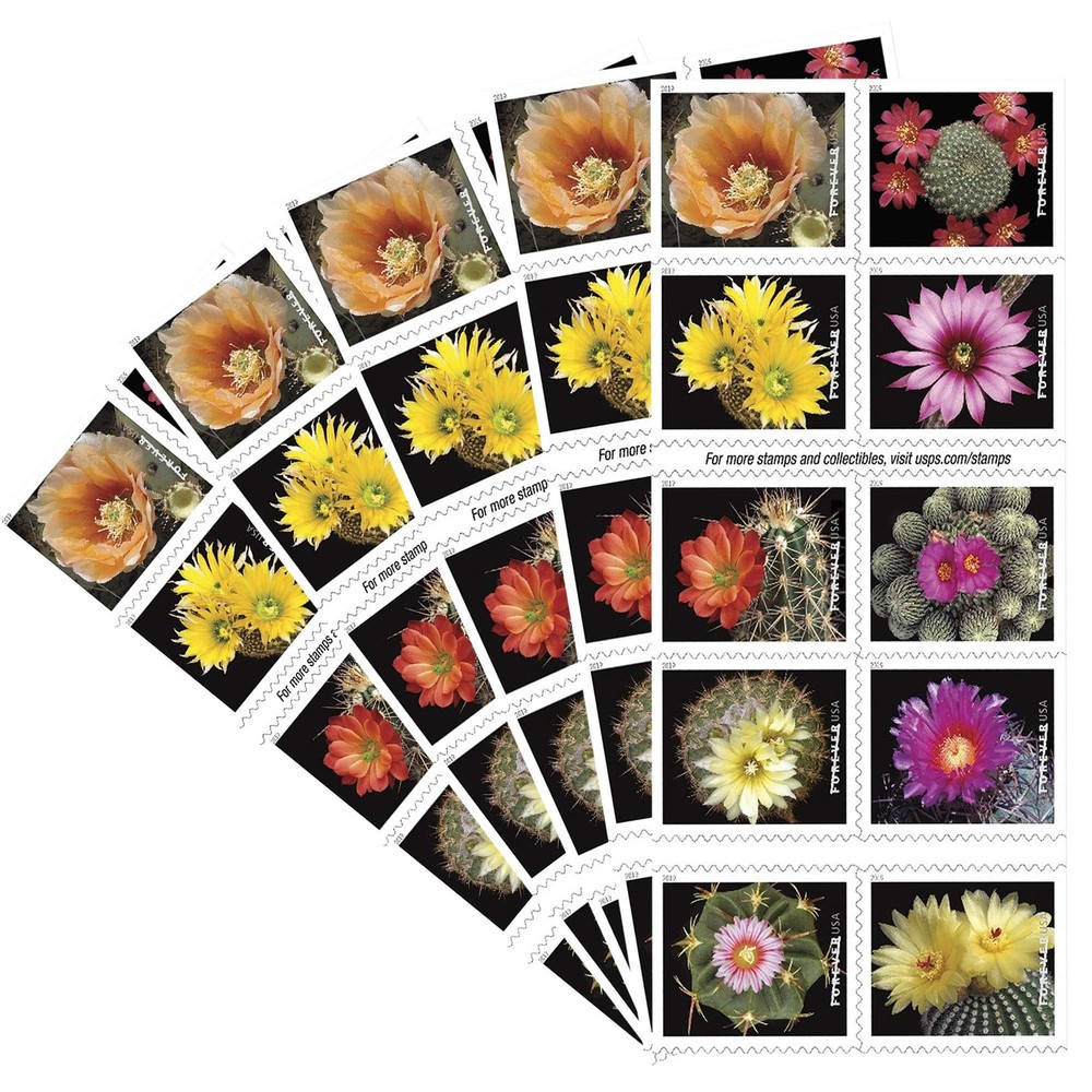 United States Postal Service Cactus Flowers 5 Books Of 20 Forever First Class