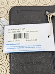 Franklin Covey CO AVA Gray Binder 9.2”x7” Full Grain Leather for Classic Planner