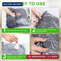 15PK Vacuum Storage Bags with Wireless Electric Pump Travel Space Saver Set!