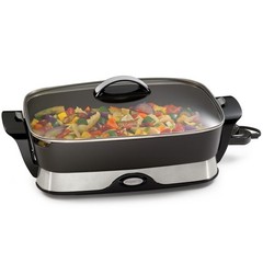 Presto Electric Foldaway Nonstick Skillet with Tempered Glass Lid, 16″, Black