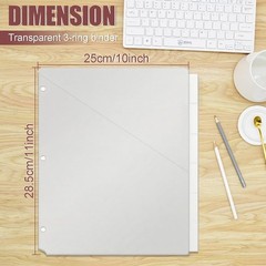Clear Binder Dividers Pockets 12 PCS A4 Transparent Tabs Plastic Insertable