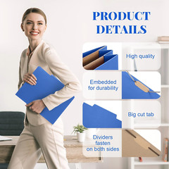 24 Pcs Pressboard Classification Folders with 2 Pocket Dividers,2 Inch Expansion