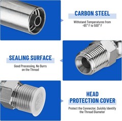 12 Pack 1/2″ NPTF Hydraulic Hose End Fittings, 3/8″ I.D. Hose x 1/2″ NPTF Male